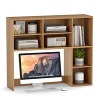 Desktop Bookshelf, Desk Hutch with 3 Adjustable Shelves & Open Compartment