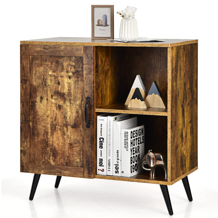 Giantex Mid-Century Storage Cabinet, Floor Cabinet w/Single Door & Adjustable Shelves