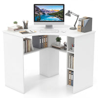 Giantex Corner Desk, Triangle Computer Desk with Storage Shelves