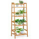 Freestanding 4-Tier Bamboo Plant Rack with Guardrails
