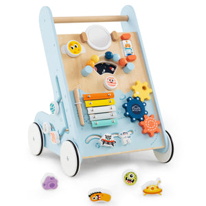 8-in-1 Wooden Baby Walker, Push and Pull Learning Activity Center