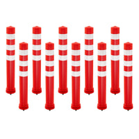 10 Pack Safety Bollard Post, 65.5 cm Delineator Post, Flexible Safety Parking Barrier with Anchor Bolt