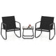3 Piece Rocking Bistro Set Patio Furniture Set with 2 Rocking Chairs and Coffee Table