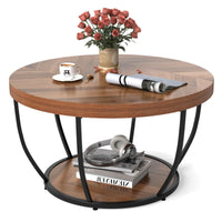2-Tier Round Coffee Table w/Storage