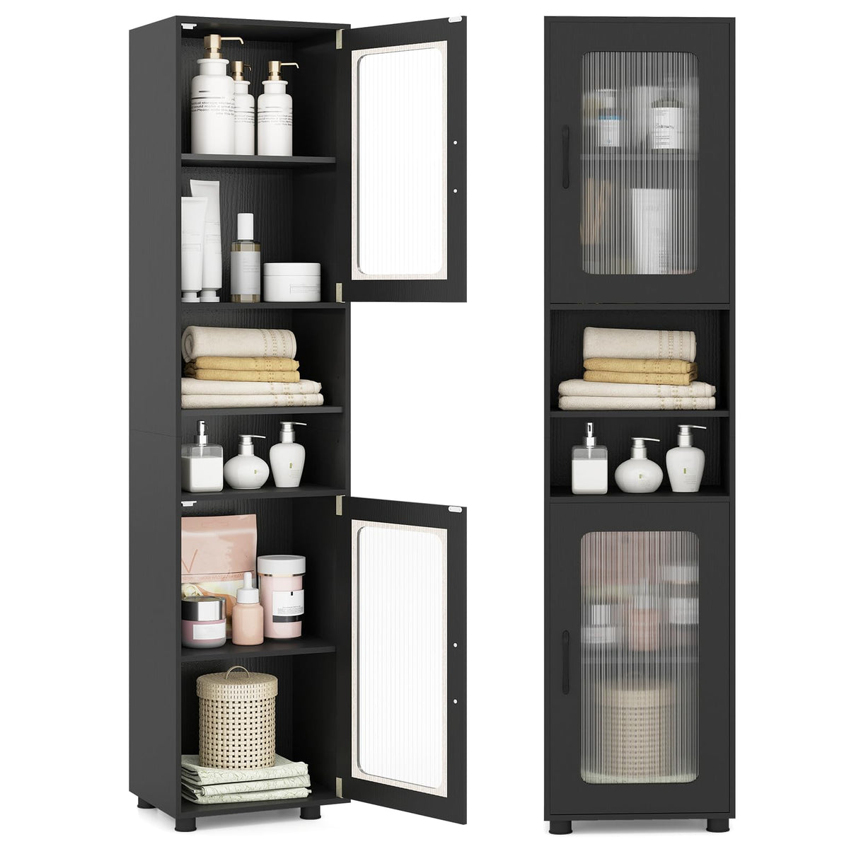Giantex Tall Bathroom Storage Cabinet, 170 cm H Freestanding Storage Organizer