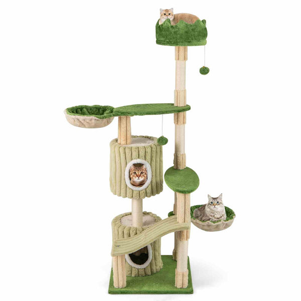 160cm Cat Tree Multi-Level Aesthetic Stripped Kitten Tower w/Sisal Posts Indoor