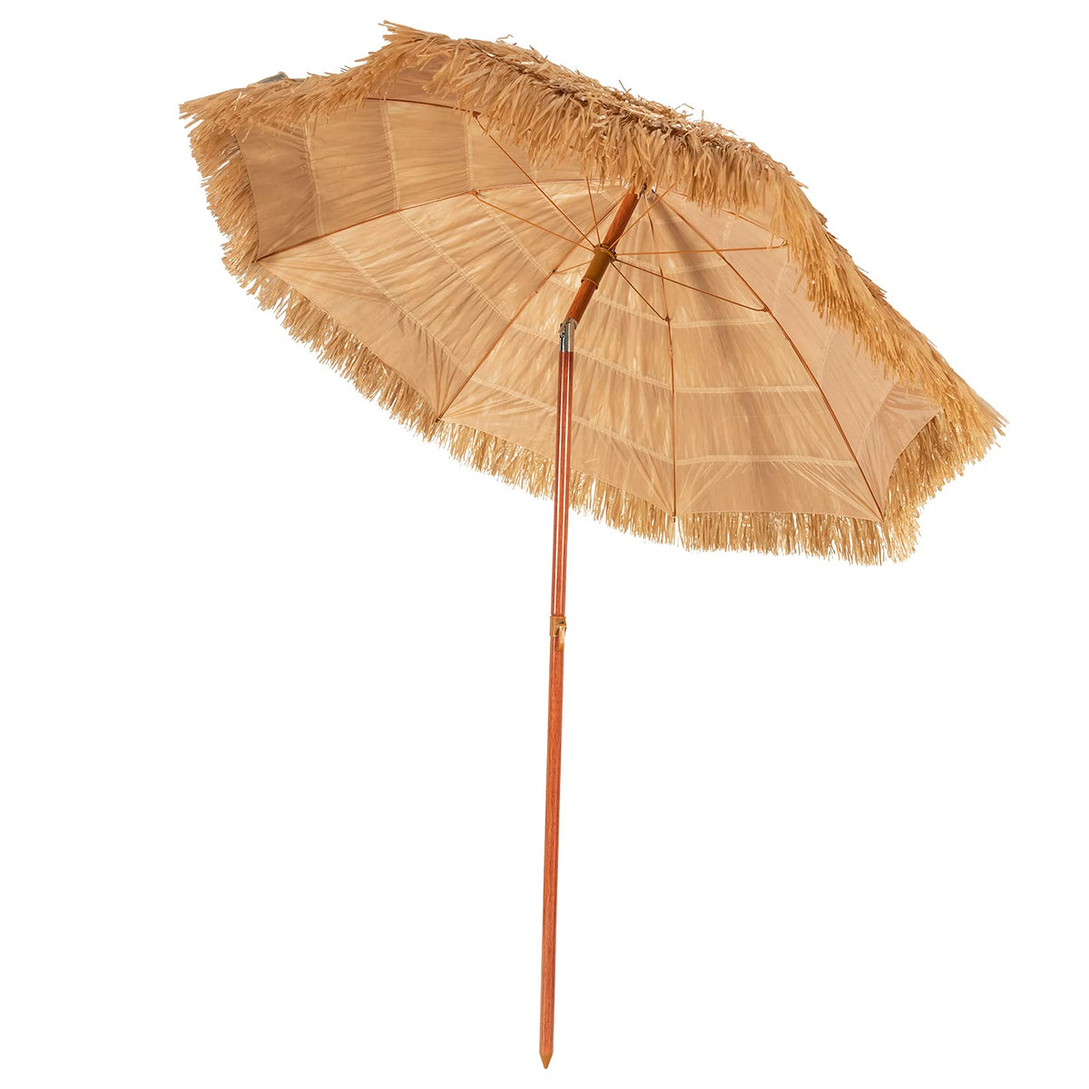 2m Thatch Patio Umbrella, Hawaiian Tiki Umbrella, Outdoor Table Hula Umbrella w/Tilt, Weather and UV Resistant