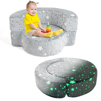 2-in-1 Toddler Chair Glow in the Dark Kids Couch with Removable and Washable Cover
