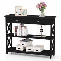 Console Table with Drawer and 2 Shelves for Living Room Entryway