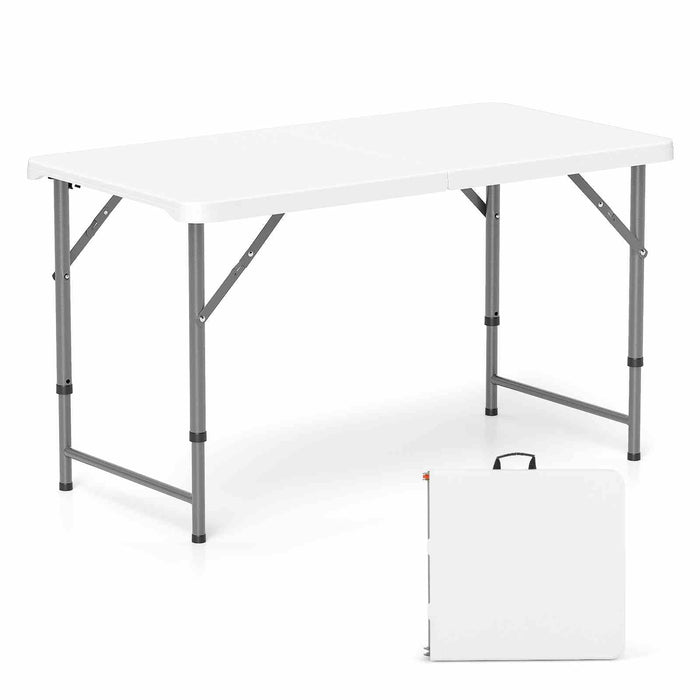 122cm Portable Camping Adjustable Fold-in-Half Table with HDPE Tabletop