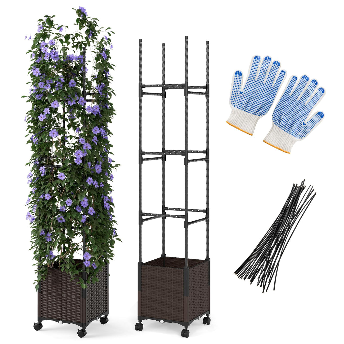 220cm Tall Raised Garden Bed w/Trellis