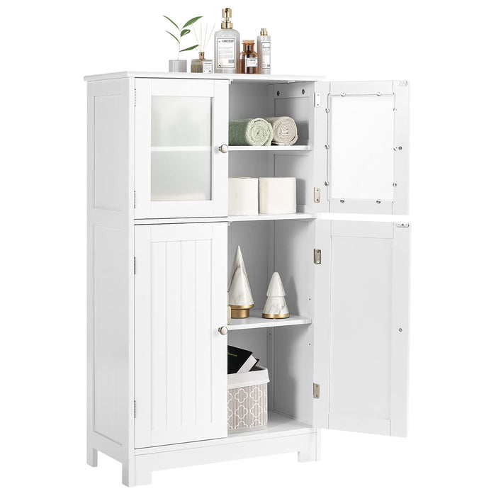Giantex Bathroom Storage Cabinet, Kitchen Pantry Cabinet w/Tempered Glass Doors & Adjustable Shelf, White