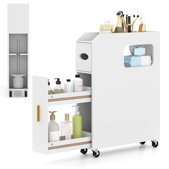 Giantex Narrow Slim Bathroom Storage Cabinet 16 CM with Slide Out Drawer