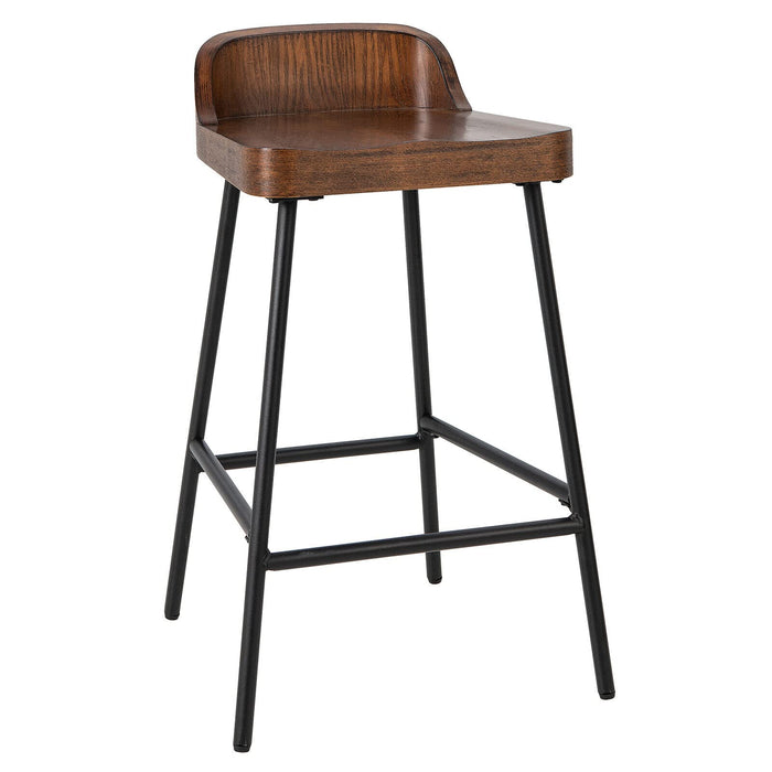 Giantex Bar Stool Low Back Saddle Seat Wood Kitchen Stool Dining Pub Chair Metal