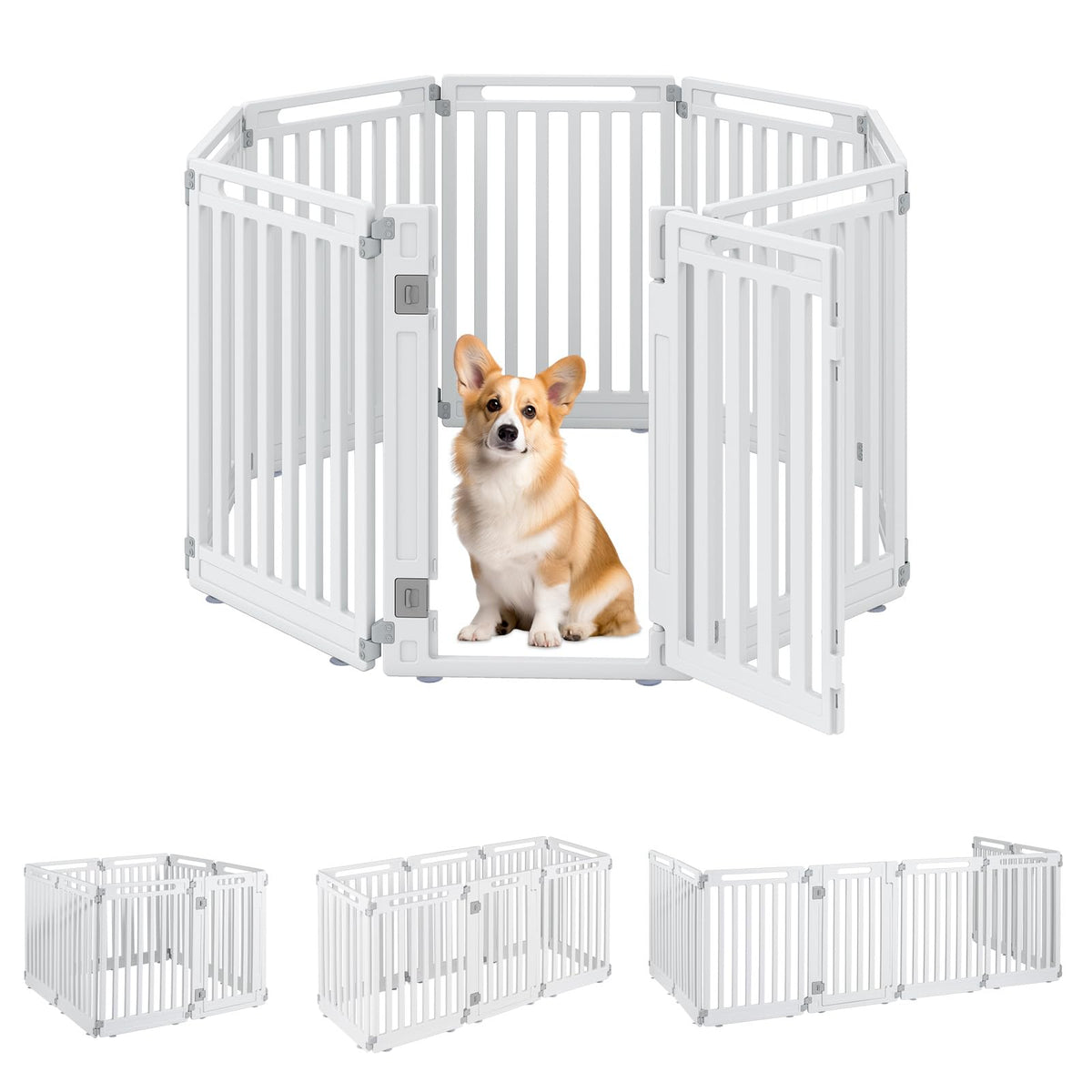 Indoor Outdoor Dog Playpen, 81cm Height, 8 Panels, Plastic Pet Fence