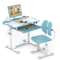 Kid's Study Desk and Chair Set Height-Adjustable Desk with Tilt Desktop and Ergonomic Chair