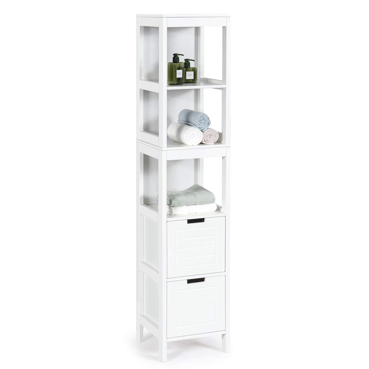 Giantex Wood Bathroom Cabinet, 5-Tier Tall Cabinet