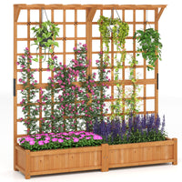 Giantex 72" Large Raised Garden Bed with Trellis & Roof, Wooden Garden Bed