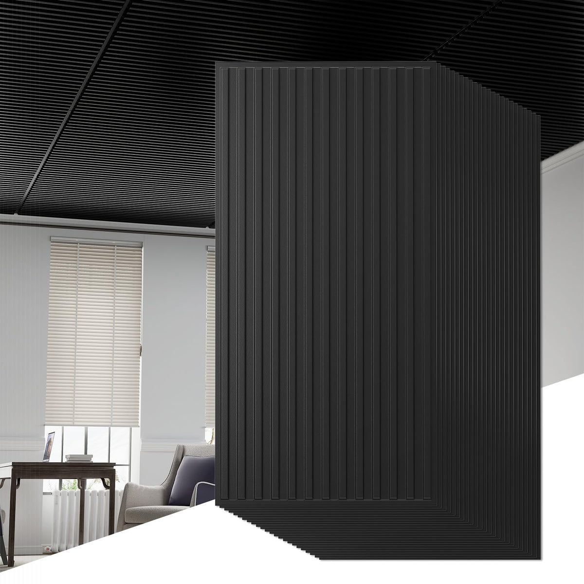 60.5 x 21.5cm 24-Pack PVC Slat Wall Panels for Interior Wall Decoration
