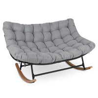150 cm Double Papasan Rocking Chair with Thick Cushion for 2