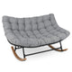 150 cm Double Papasan Rocking Chair with Thick Cushion for 2