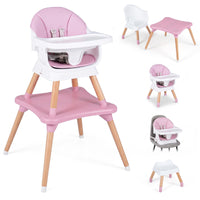 9-in-1 Convertible High Chair with Solid Wood Legs and Removable Dishwasher-Safe Tray
