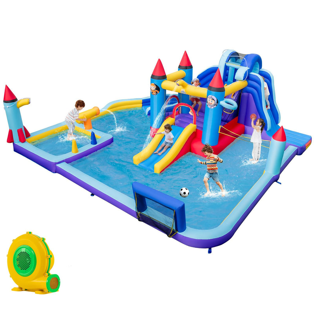 Kids Inflatable Jumping Castle w/2 Slides, Splash Pool, Jumping Area ...