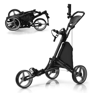 3 Wheel Golf Push Cart, Quick Folding Golf Cart