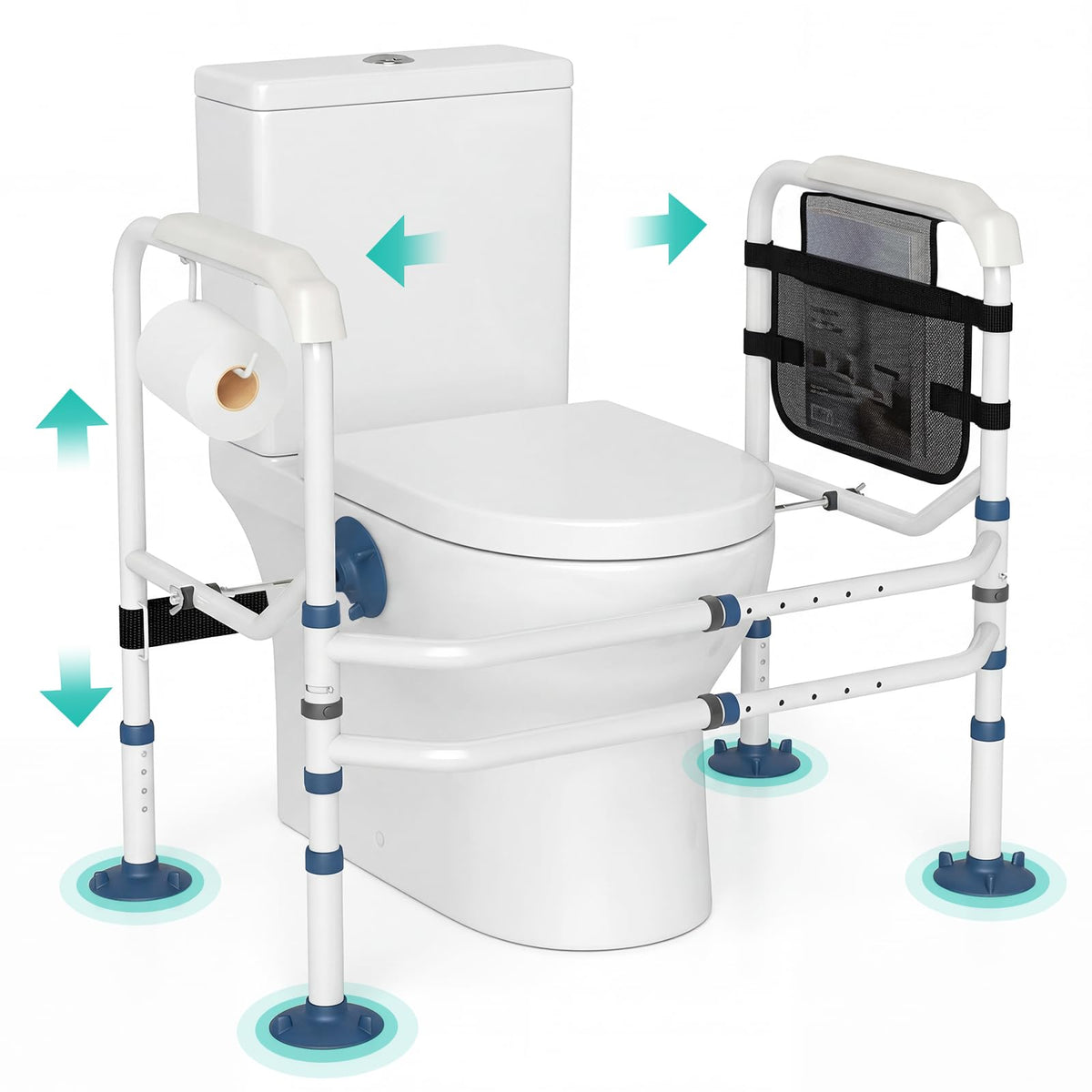 Foldable Toilet Safety Frame with Adjustable Height and Width Non-Slip Design