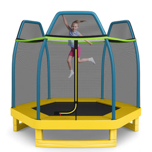 7FT Kids Trampoline with Safety Enclosure Net