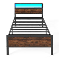 Single Size LED Bed Frame with Charging Station