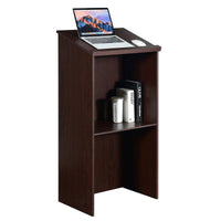 Giantex Floor Standing Podium, Wooden Speaking Lectern with Adjustable Shelf