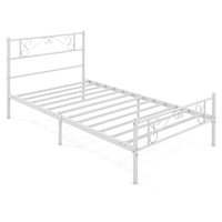 Single Size Metal Bed Frame with Floral Headboard and Footboard