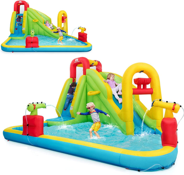 Inflatable Water Slide, 7-in-1 Giant Water Slide Bouncer Park, Tunnel & 2 Water Cannons