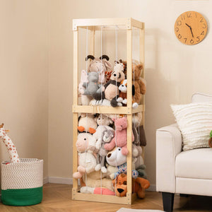 300L Large Stuffed Animal Storage, Space-saving Plush Toy Cage w/Open Top & Elastic Cords