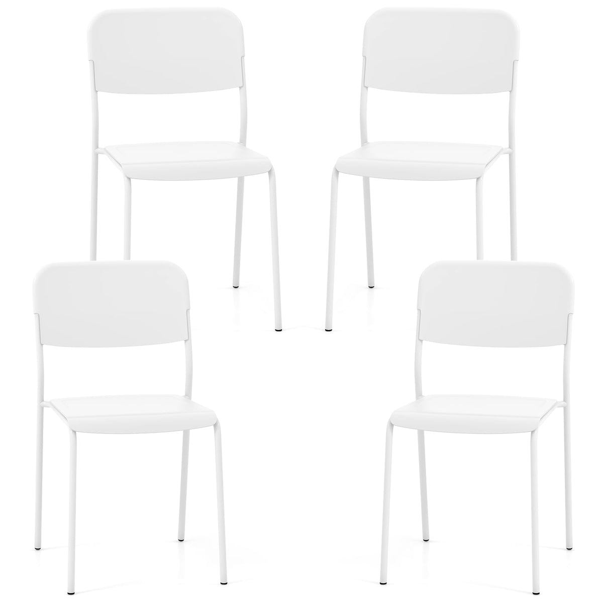 Giantex Modern Dining Chairs Set of 4, Stackable Kitchen Chairs w/Tilted Backrest & Sturdy Metal Legs