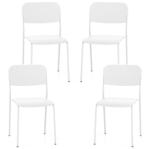 Giantex Modern Dining Chairs Set of 4, Stackable Kitchen Chairs w/Tilted Backrest & Sturdy Metal Legs