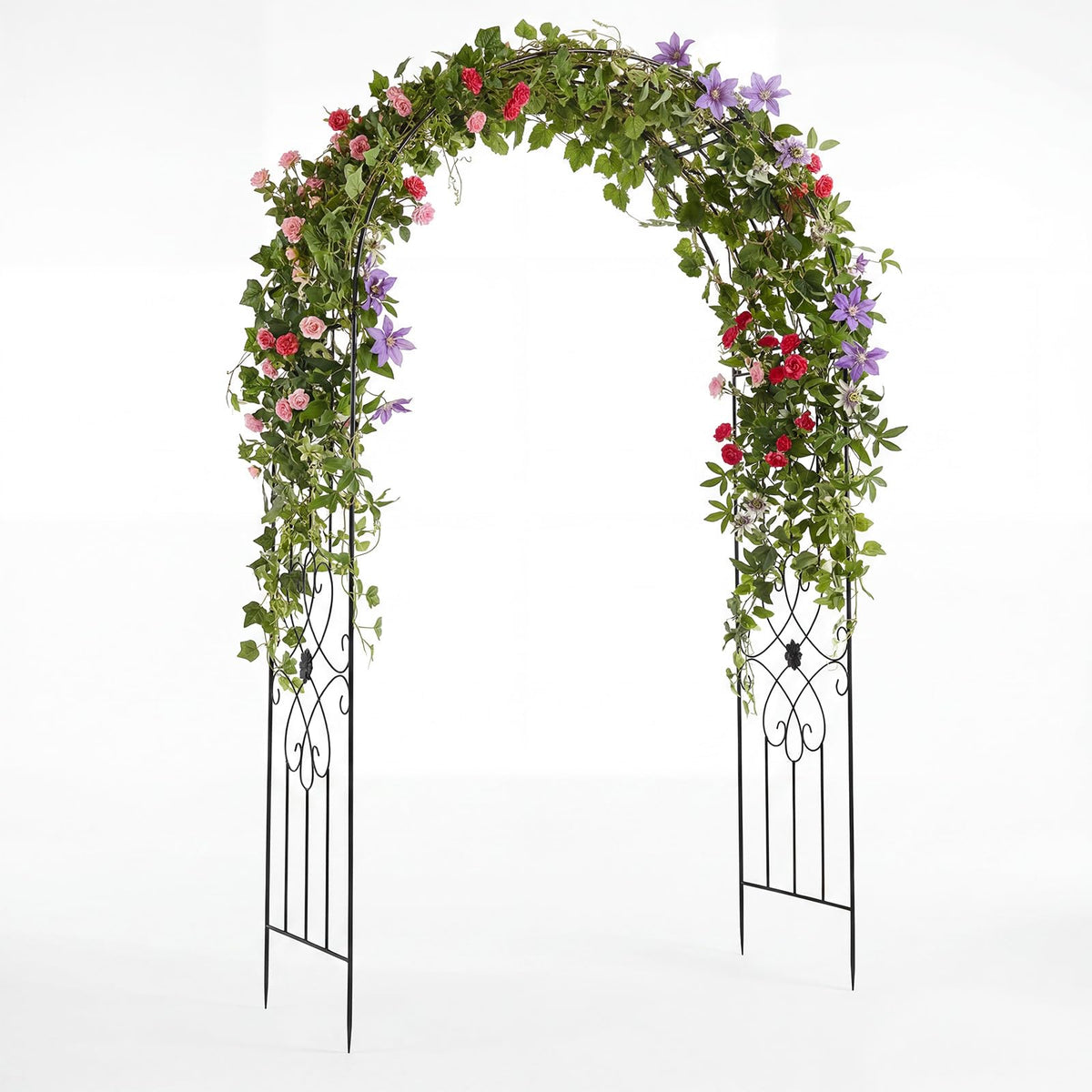 Garden Metal Arch Trellis with Ground Stakes, Outdoor Arch Archway