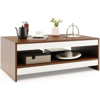 Giantex 94.5 cm Coffee Table, Two-Tier Coffee Table with Storage Shelf