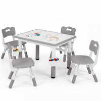 Kids Table and 4 Chairs Set, Height Adjustable Toddler Desk and Chair Set