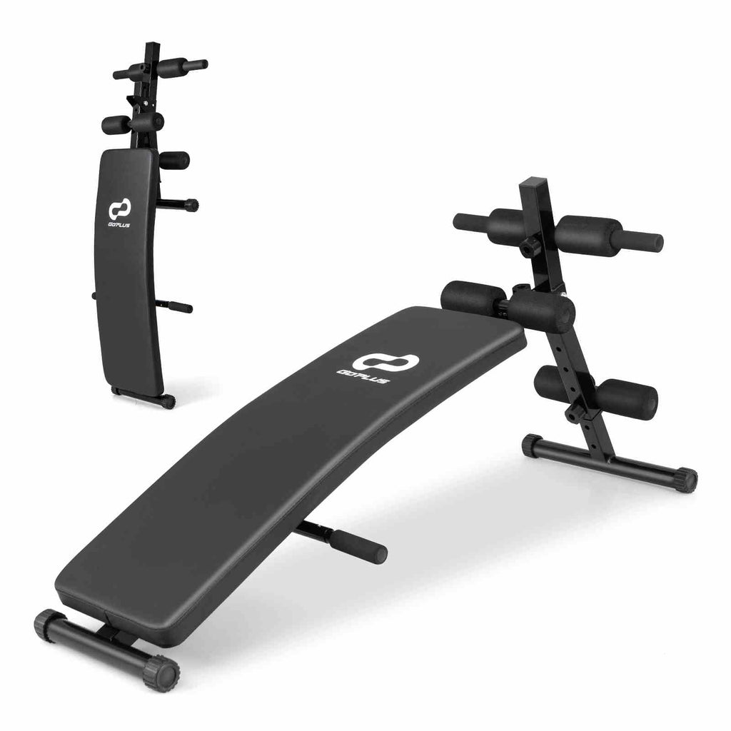 Foldable & Adjustable Curved Decline Sit Up Bench w/ High Density Foam ...