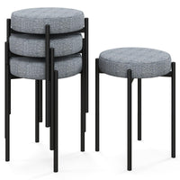 Bar Stools Set of 4 Home Upholstered Stools w/ Metal Legs & Anti-slip Foot Pads