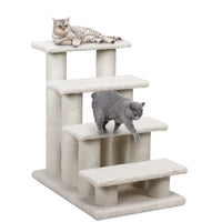 4-Step Pet Stairs for Cats and Dogs, Carpeted Cat Scratching Post Pet Ramp