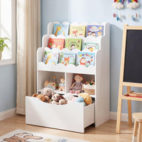 Toy Storage Organizer w/Shelves & Rolling Drawer, Toddler Book Storage Chest