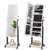 Giantex Adjustable Standing Jewelry Cabinet, Lockable Jewelry Armoire Organizer