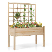 Raised Garden Bed with Lattice Trellis and Drainage Holes