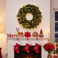 60 CM Pre-Lit Artificial Christmas Wreath, Battery Operated