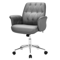 Giantex Modern PU Leather Office Chair, Height Adjustable Home Office Leisure Chair, Grey
