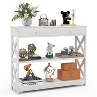 Console Table with Drawer and 2 Shelves for Living Room Entryway