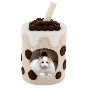 Bubble Tea Cat Tree Tower Cat Condo Furniture w/Scratching Post